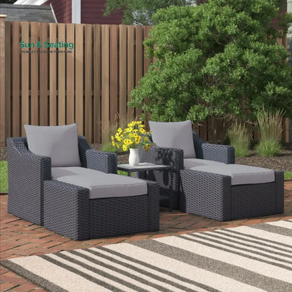 Elda Outdoor Patio Sofa Set 2 Single Seater 2 ottoman and 1 Center Table Set (GREY) Sofa Sets
