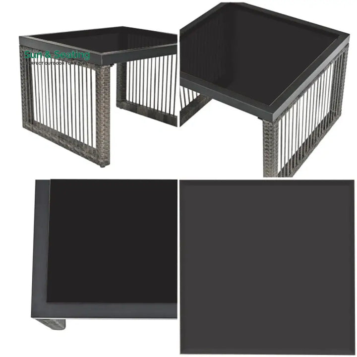 Eldric Outdoor Patio Seating Set 2 Chairs and 1 Table Set (Grey) Coffee Table Sets
