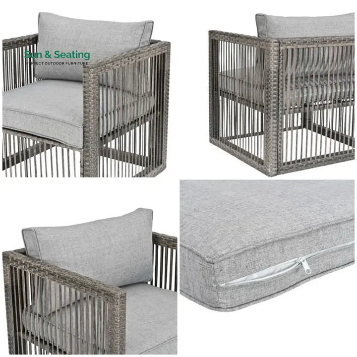 Eldric Outdoor Patio Seating Set 2 Chairs and 1 Table Set (Grey) Coffee Table Sets