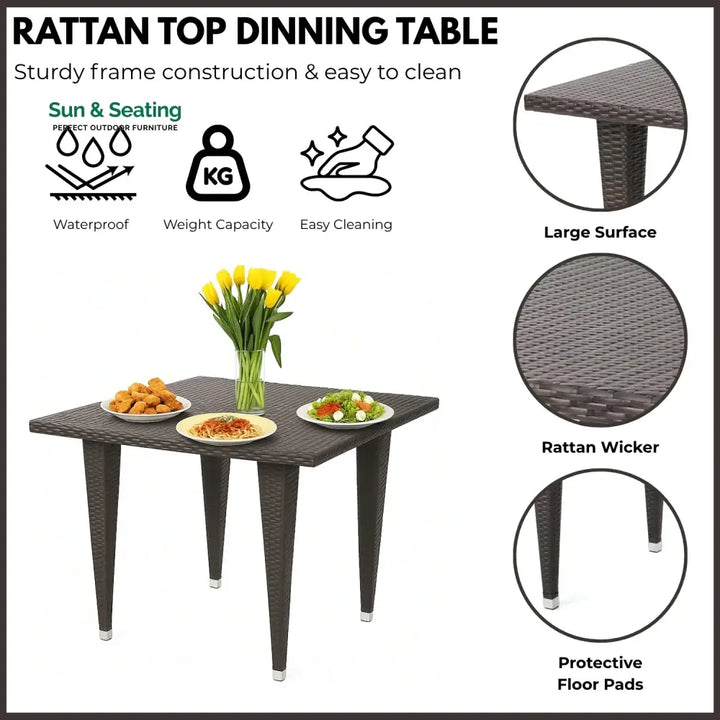 Elham Outdoor All-Weather Resistant Rattan Wicker 5-Piece Dining Set (Dark Brown) Dining Set