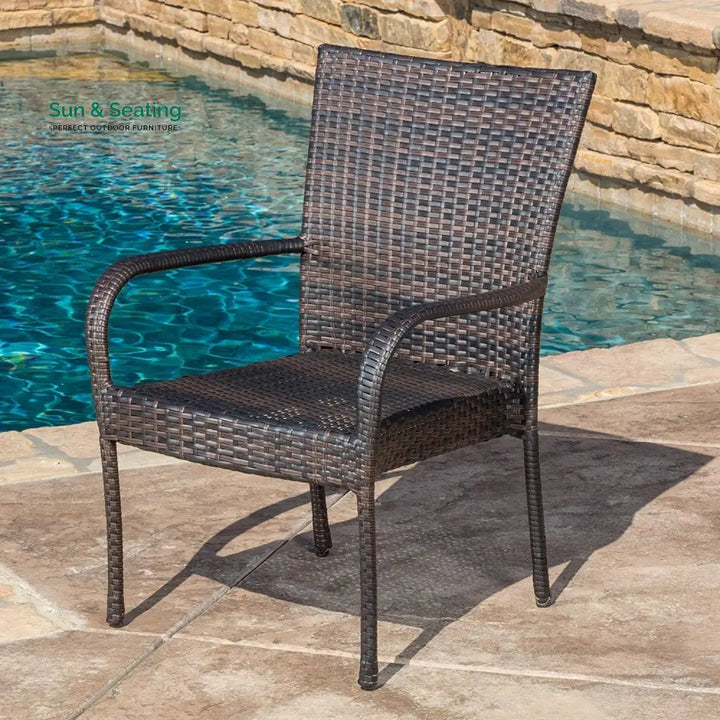Elham Outdoor All-Weather Resistant Rattan Wicker 5-Piece Dining Set (Dark Brown) Dining Set