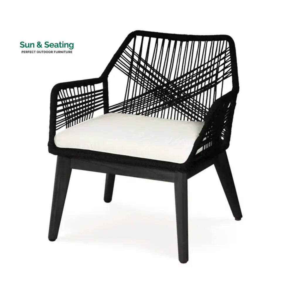 Elicia Outdoor Patio Seating Set 2 Chairs and 1 Table Set (Black) Braided &amp; Rope Coffee Table Sets