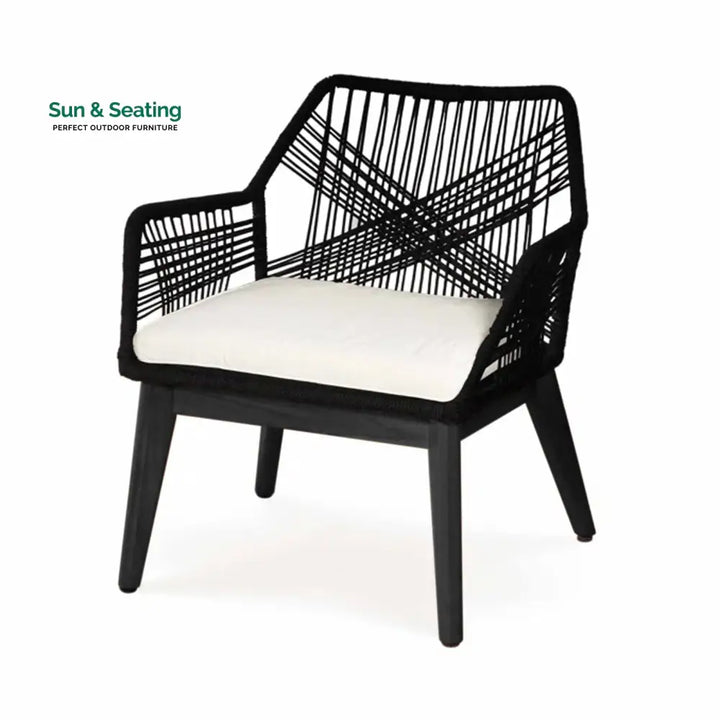 Elicia Outdoor Patio Seating Set 2 Chairs and 1 Table Set (Black) Braided &amp; Rope Coffee Table Sets