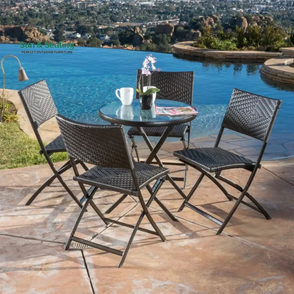 Elisa Outdoor Patio Dining Set 4 Chairs and 1 Table (Black) Dining sets