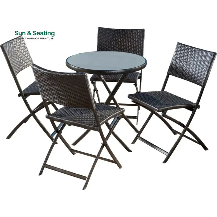 Elisa Outdoor Patio Dining Set 4 Chairs and 1 Table (Black) Dining sets