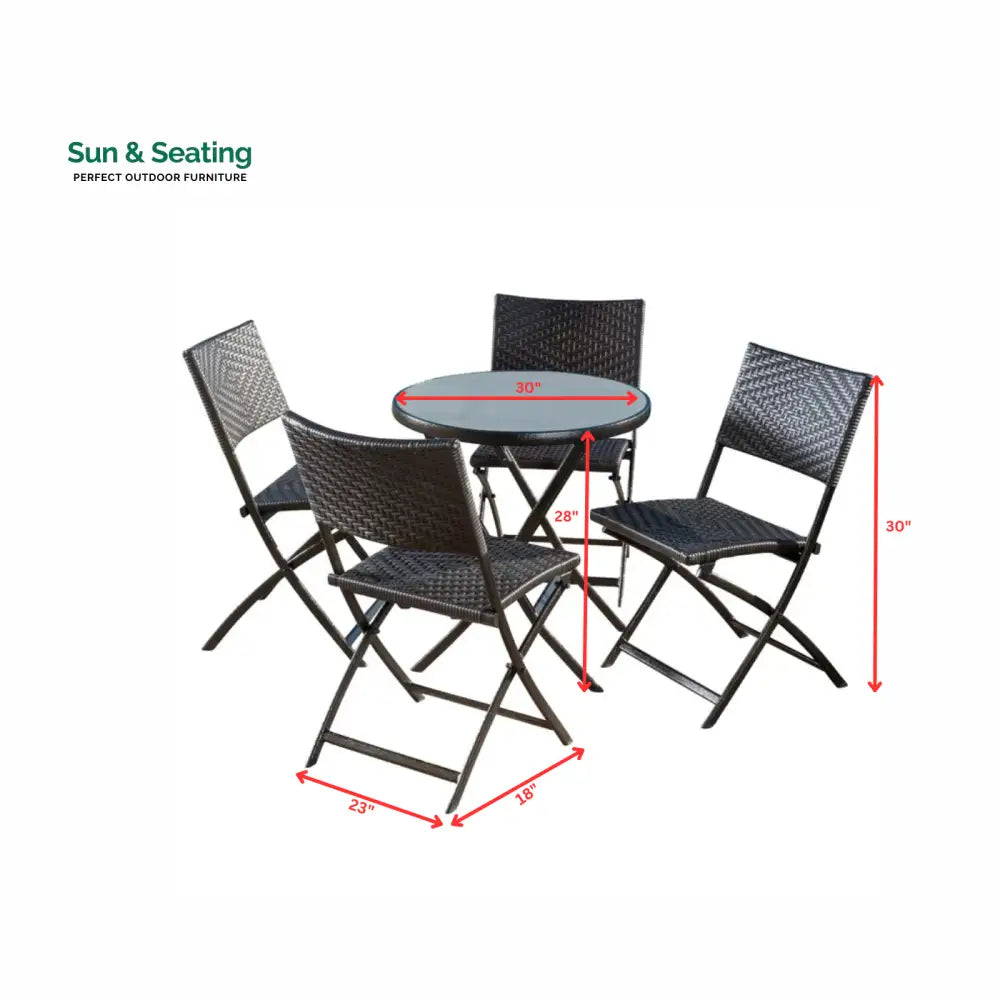 Elisa Outdoor Patio Dining Set 4 Chairs and 1 Table (Black) Dining sets