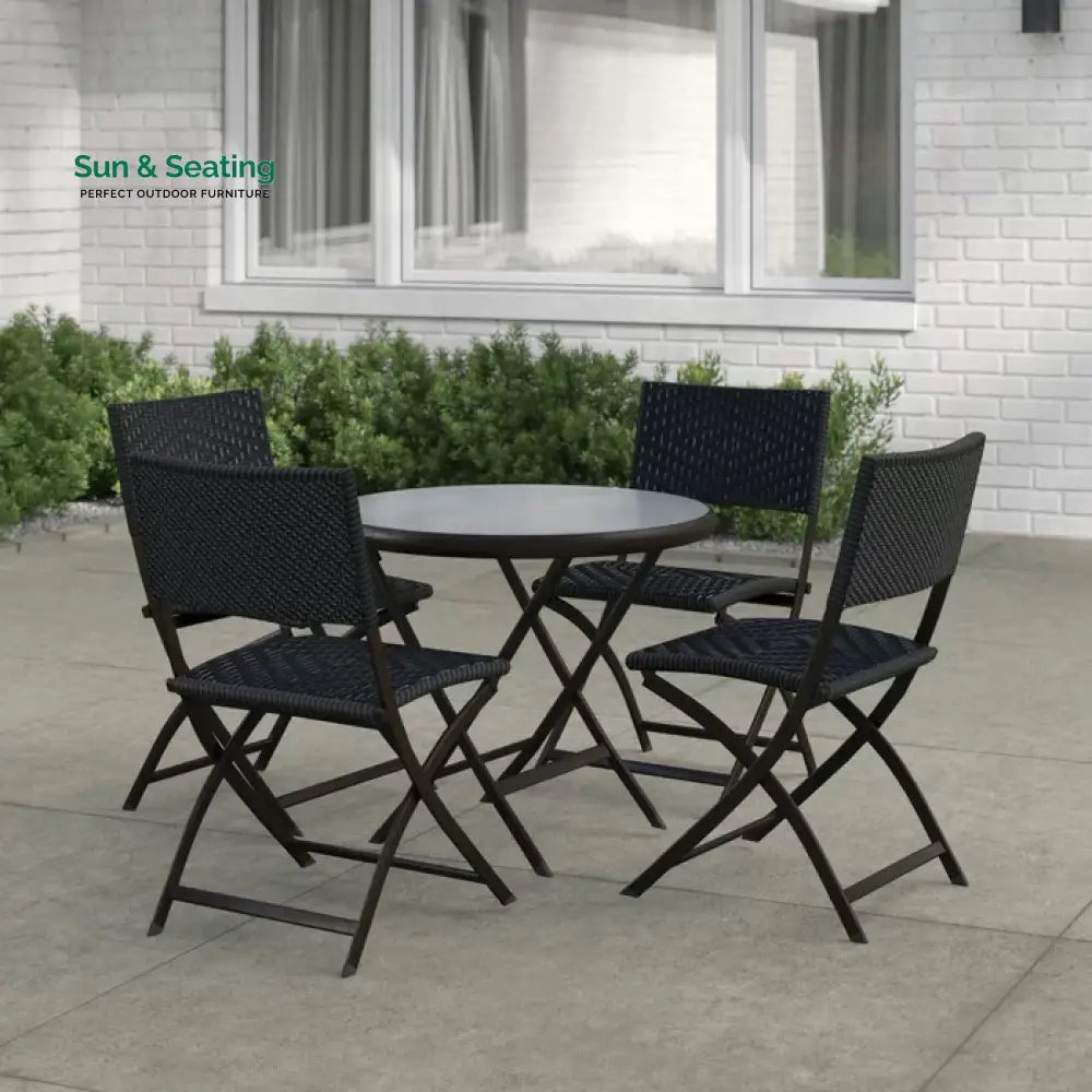 Elisa Outdoor Patio Dining Set 4 Chairs and 1 Table (Black) Dining sets