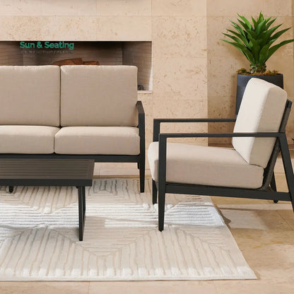 Eliseo Outdoor Sofa Set 3 Seater 2 Single seater and 1 Center Table (Black) Sofa Sets