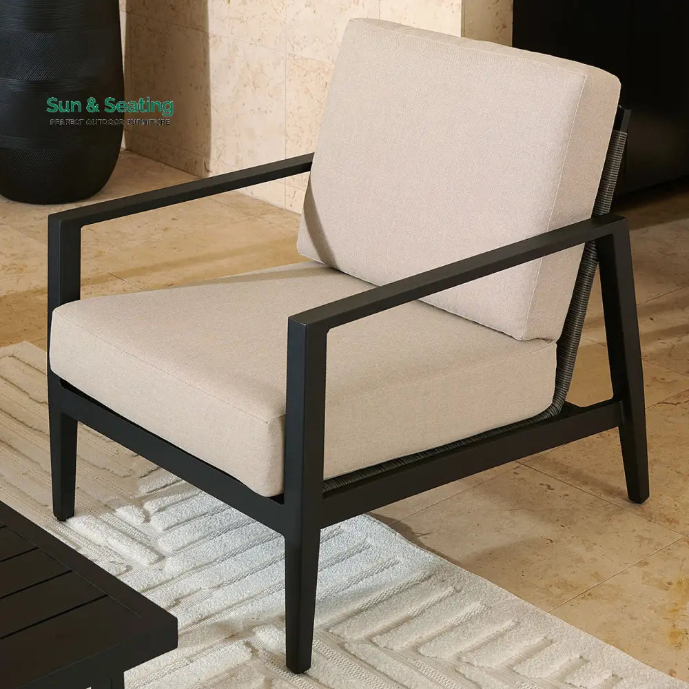 Eliseo Outdoor Sofa Set 3 Seater 2 Single seater and 1 Center Table (Black) Sofa Sets