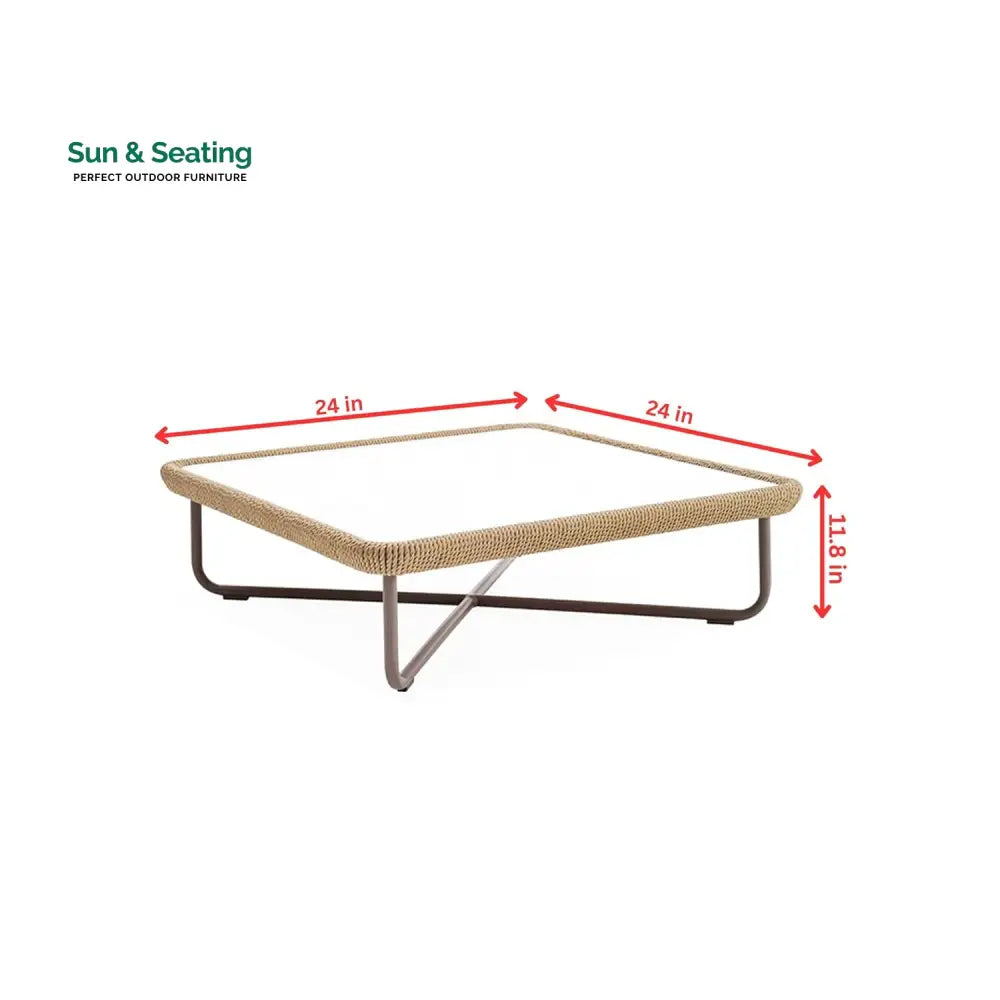 Elix Outdoor Sofa Set 2 Seater 2 Single seater and 1 Center Table with ottoman (Tan) Braided &amp; Rope Sofa Sets
