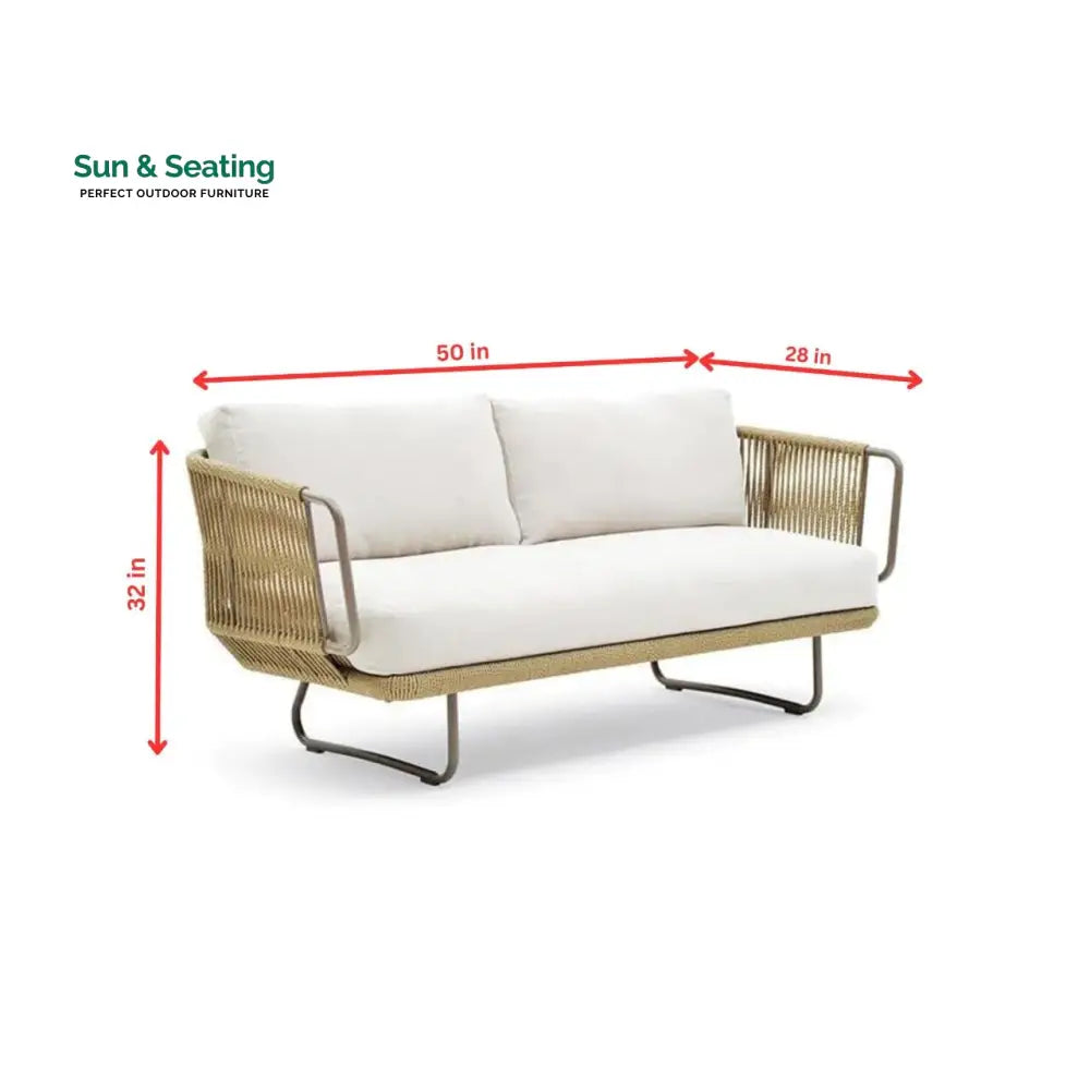 Elix Outdoor Sofa Set 2 Seater 2 Single seater and 1 Center Table with ottoman (Tan) Braided &amp; Rope Sofa Sets
