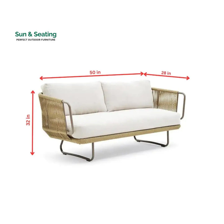 Elix Outdoor Sofa Set 2 Seater 2 Single seater and 1 Center Table with ottoman (Tan) Braided &amp; Rope Sofa Sets
