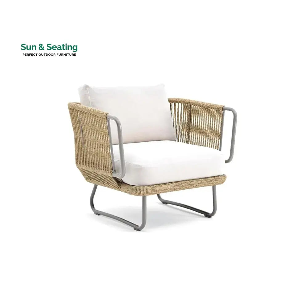 Elix Outdoor Sofa Set 2 Seater 2 Single seater and 1 Center Table with ottoman (Tan) Braided &amp; Rope Sofa Sets