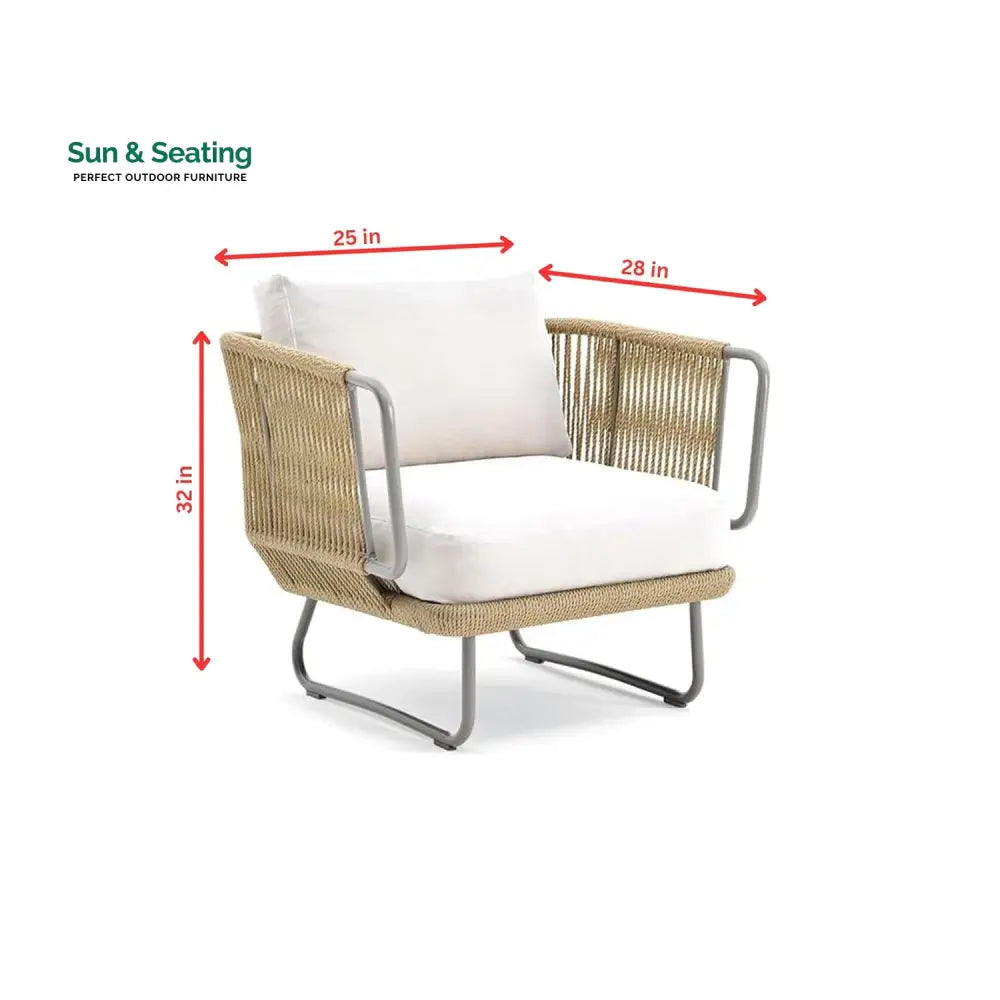 Elix Outdoor Sofa Set 2 Seater 2 Single seater and 1 Center Table with ottoman (Tan) Braided &amp; Rope Sofa Sets