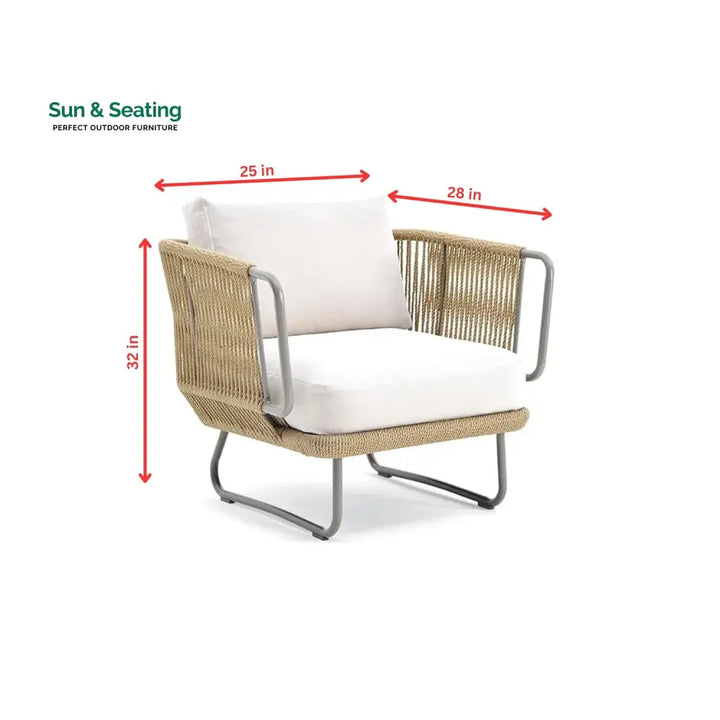 Elix Outdoor Sofa Set 2 Seater 2 Single seater and 1 Center Table with ottoman (Tan) Braided &amp; Rope Sofa Sets