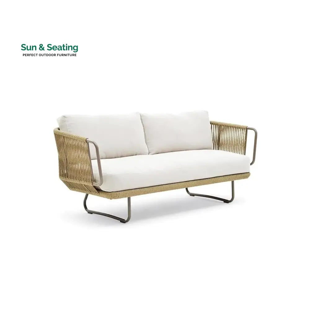 Elix Outdoor Sofa Set 2 Seater 2 Single seater and 1 Center Table with ottoman (Tan) Braided &amp; Rope Sofa Sets