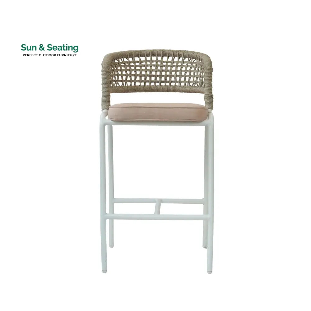 Elliot Outdoor Patio Bar Chair 1 Chair For Balcony (Beige) Braided &amp; Rope Bar Sets