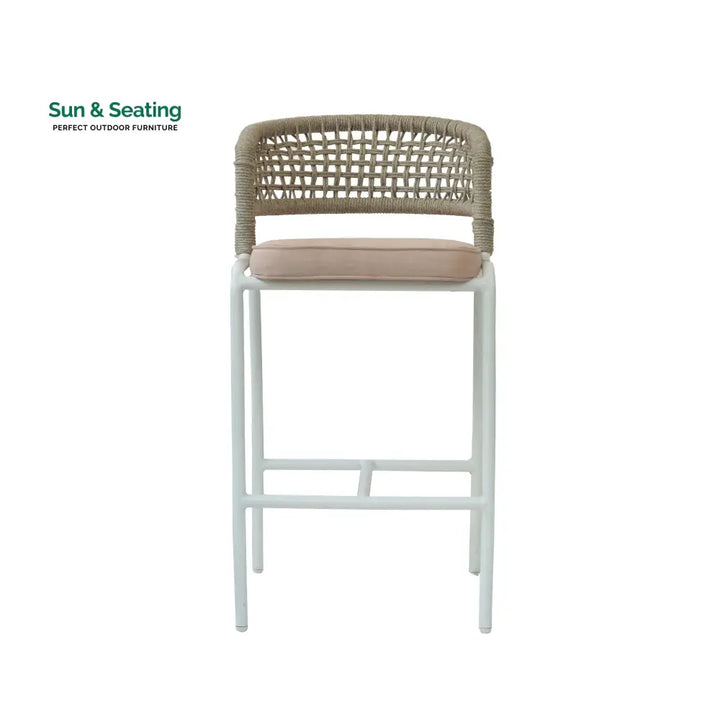 Elliot Outdoor Patio Bar Chair 1 Chair For Balcony (Beige) Braided &amp; Rope Bar Sets