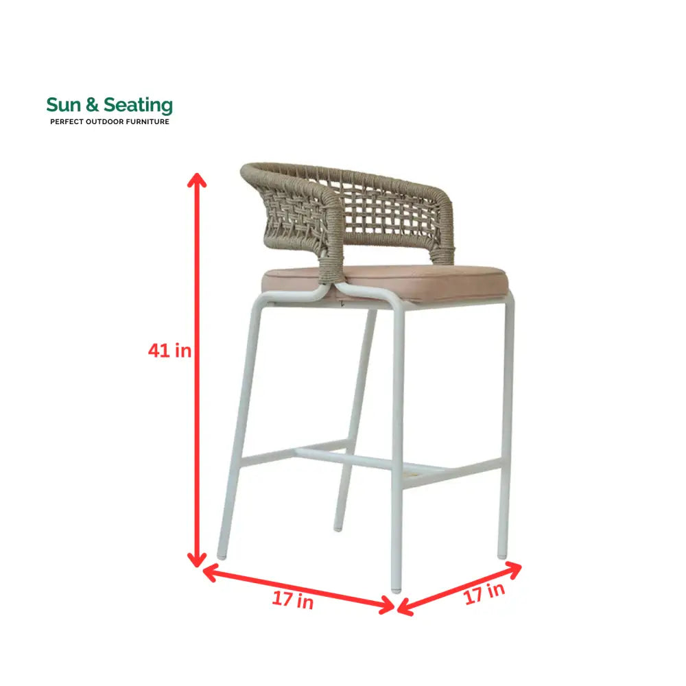 Elliot Outdoor Patio Bar Chair 1 Chair For Balcony (Beige) Braided &amp; Rope Bar Sets