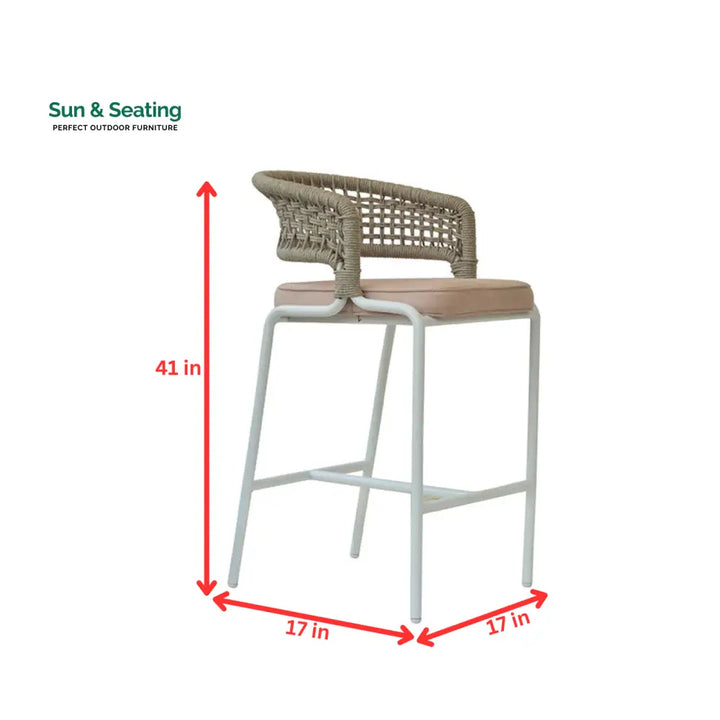 Elliot Outdoor Patio Bar Chair 1 Chair For Balcony (Beige) Braided &amp; Rope Bar Sets
