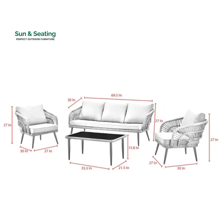 Elodia Outdoor Sofa Set 2 Seater 2 Single seater and 1 Center Table Sofa Sets