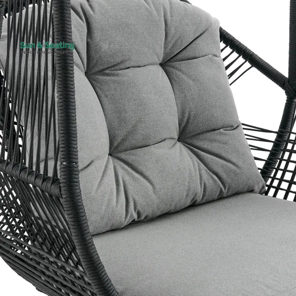 Eloisa Single Seater Hanging Swing With Stand For Balcony Garden (Black) Braided &amp; Rope (Copy) Swings