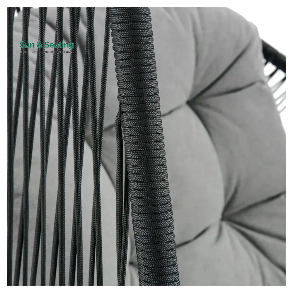 Eloisa Single Seater Hanging Swing With Stand For Balcony Garden (Black) Braided &amp; Rope (Copy) Swings