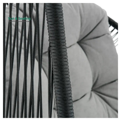 Eloisa Single Seater Hanging Swing With Stand For Balcony Garden (Black) Braided & Rope (Copy) Swings