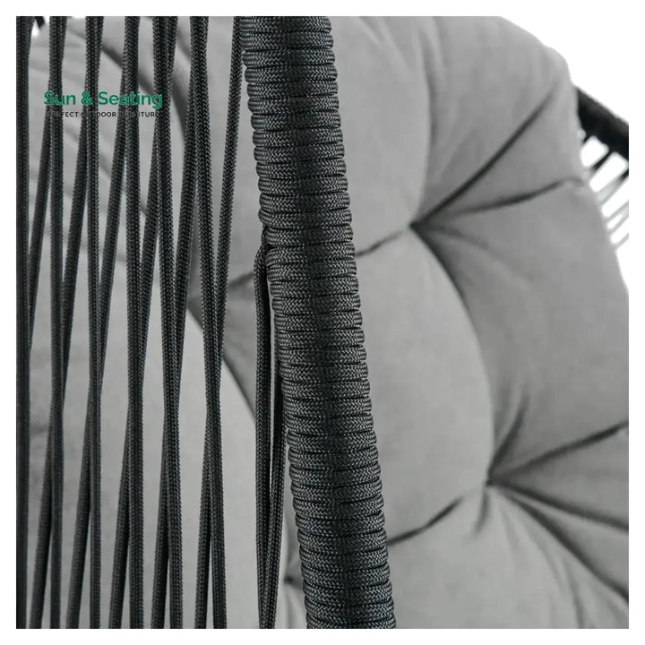 Eloisa Single Seater Hanging Swing With Stand For Balcony Garden (Black) Braided &amp; Rope (Copy) Swings