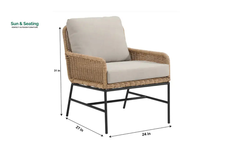 Eloise Outdoor Garden Balcony Sofa Set 2 Seater 2 Single seater and 1 Center Table Set (Tan) Sofa Sets