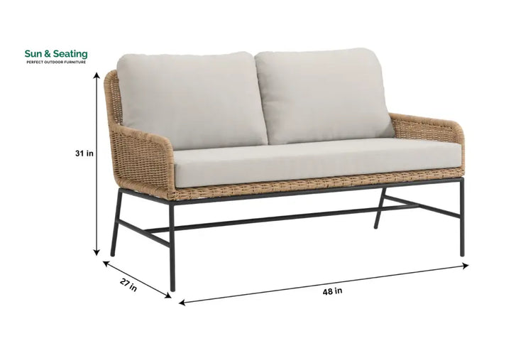 Eloise Outdoor Garden Balcony Sofa Set 2 Seater 2 Single seater and 1 Center Table Set (Tan) Sofa Sets