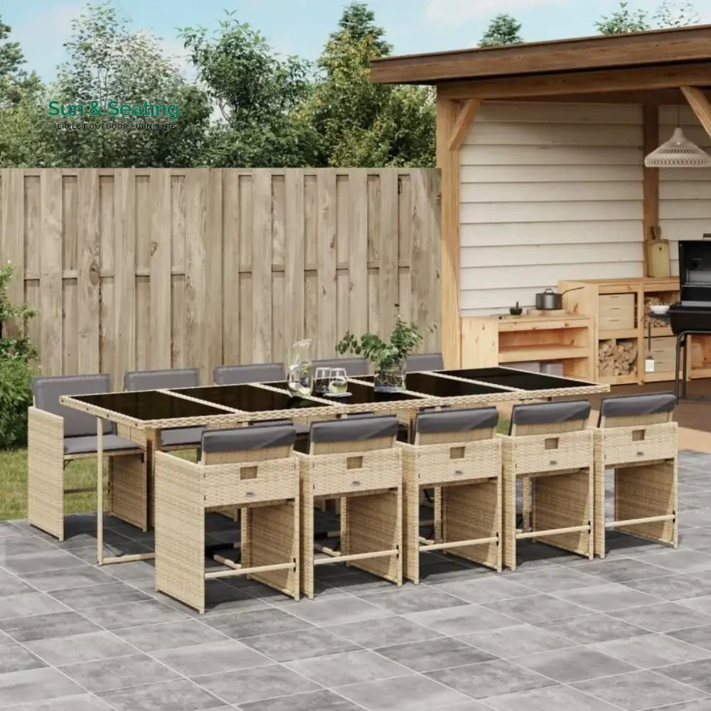 Elowen 11-Piece Outdoor Rattan Wicker Dinning Set Dining Set