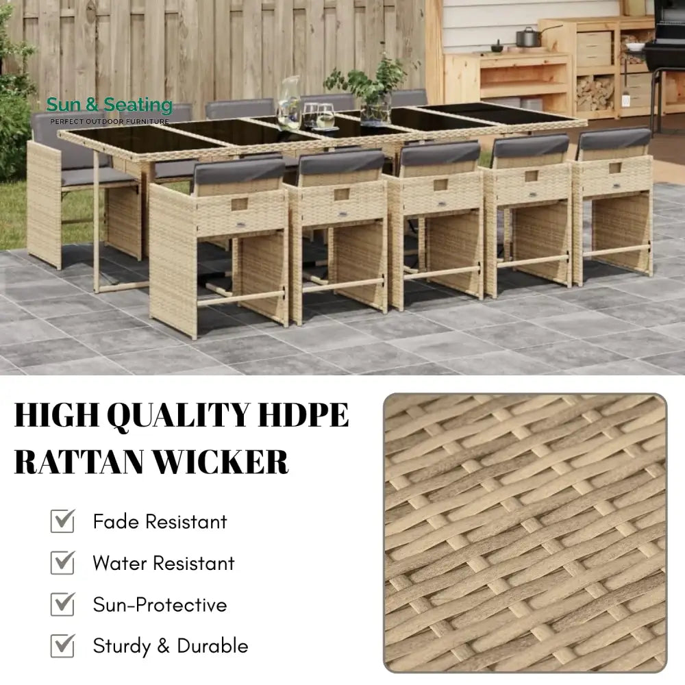 Elowen 11-Piece Outdoor Rattan Wicker Dinning Set Dining Set