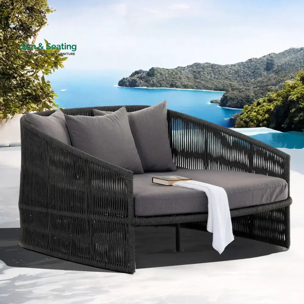 Elowen Outdoor Rope Braided Patio Furniture Daybed (Grey) Daybed