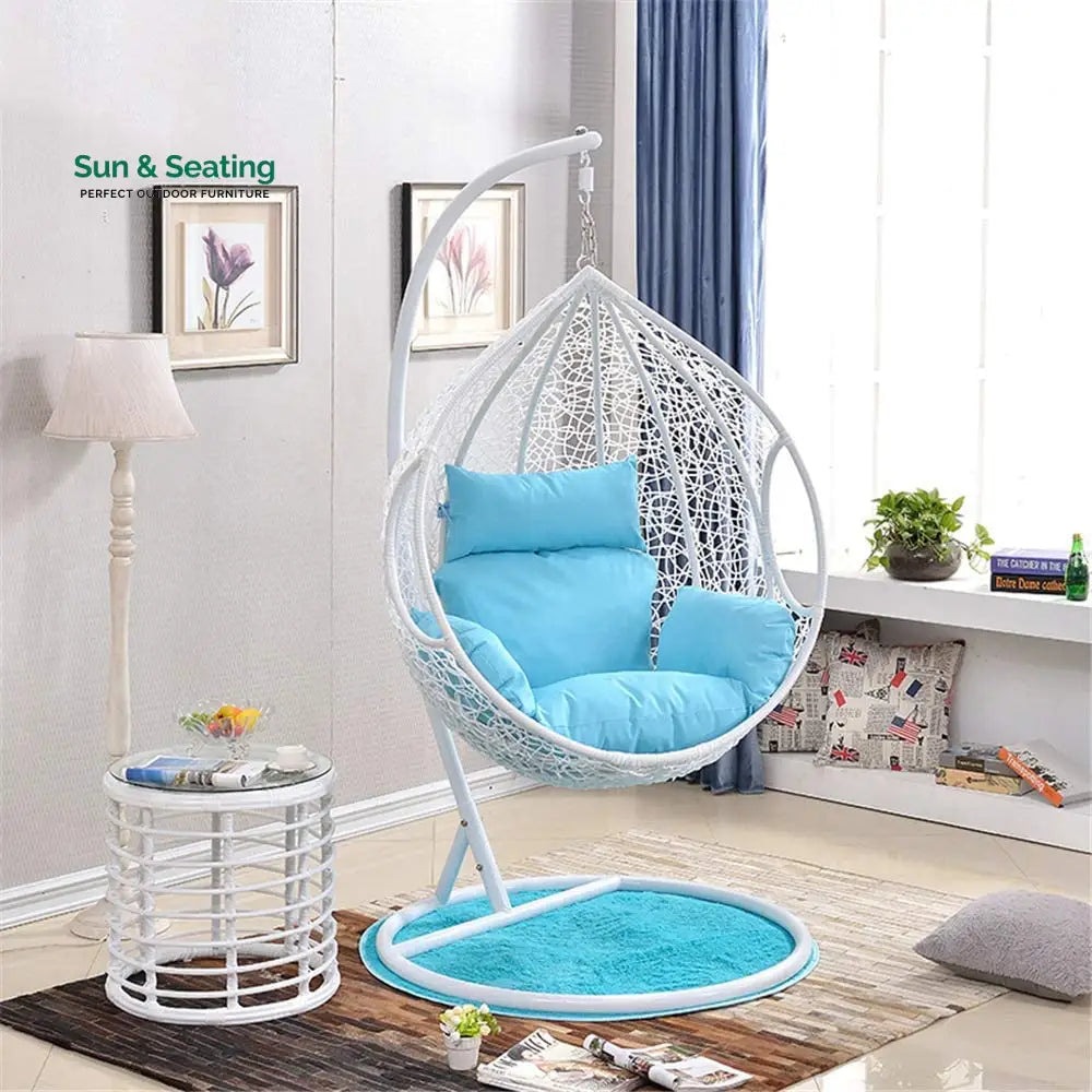 Elpidio Single Seater Hanging Swing With Stand For Balcony Garden Swing (White) Swings