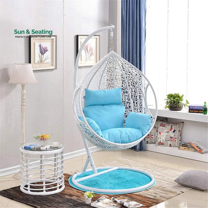 Elpidio Single Seater Hanging Swing With Stand For Balcony Garden Swing (White) Swings