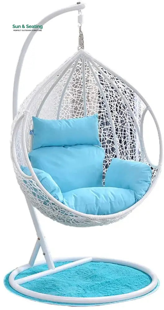 Elpidio Single Seater Hanging Swing With Stand For Balcony Garden Swing (White) Swings