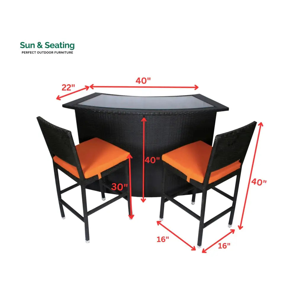 Elsie Outdoor Patio Bar Sets 2 Chairs and 1 Table (Black) Bar Sets