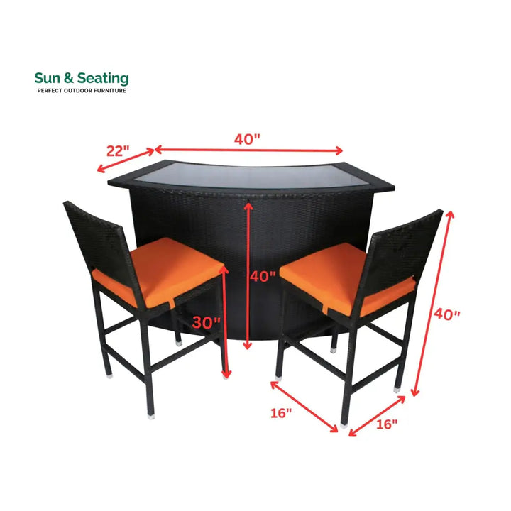 Elsie Outdoor Patio Bar Sets 2 Chairs and 1 Table (Black) Bar Sets