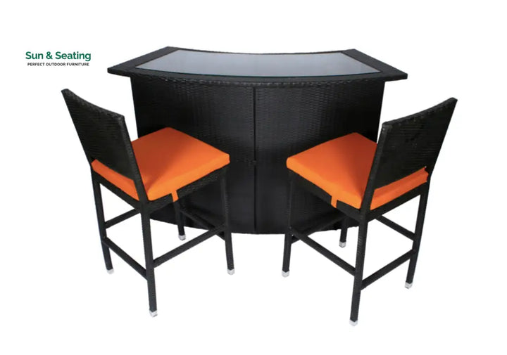 Elsie Outdoor Patio Bar Sets 2 Chairs and 1 Table (Black) Bar Sets