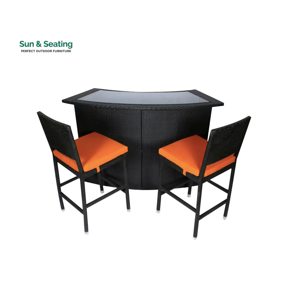 Elsie Outdoor Patio Bar Sets 2 Chairs and 1 Table (Black) Bar Sets