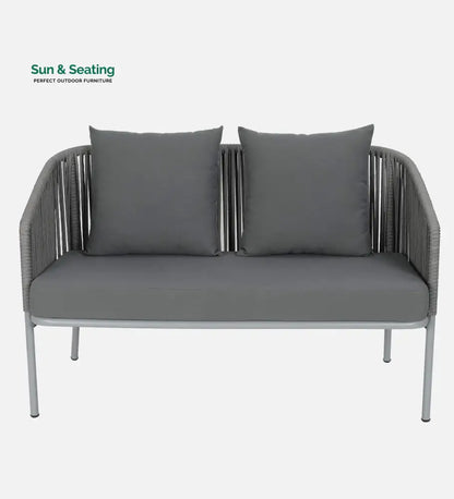 Elsie Outdoor Sofa Set 2 Seater 2 Single seater and 1 Center Table (Grey) Braided & Rope Sofa Sets