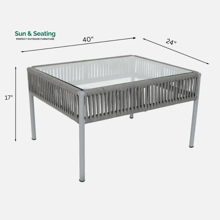 Elsie Outdoor Sofa Set 2 Seater 2 Single seater and 1 Center Table (Grey) Braided &amp; Rope Sofa Sets