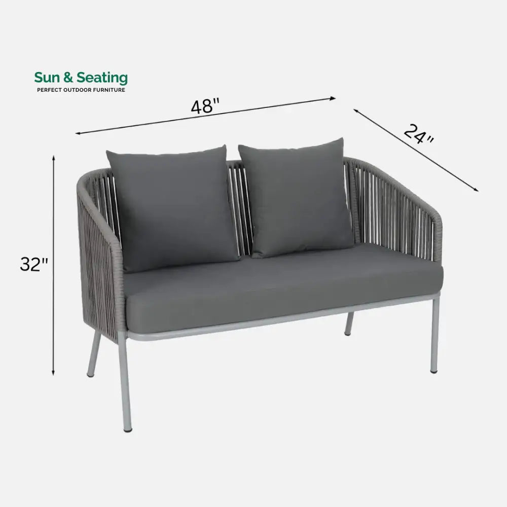 Elsie Outdoor Sofa Set 2 Seater 2 Single seater and 1 Center Table (Grey) Braided & Rope Sofa Sets