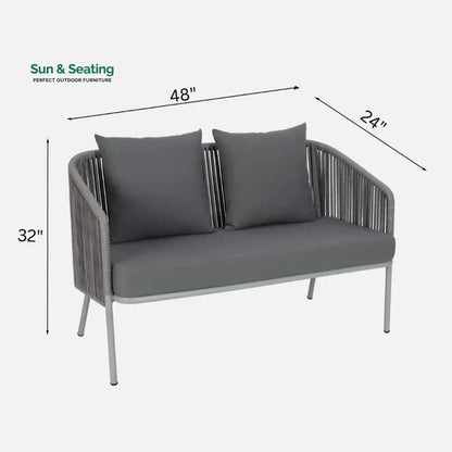 Elsie Outdoor Sofa Set 2 Seater 2 Single seater and 1 Center Table (Grey) Braided & Rope Sofa Sets