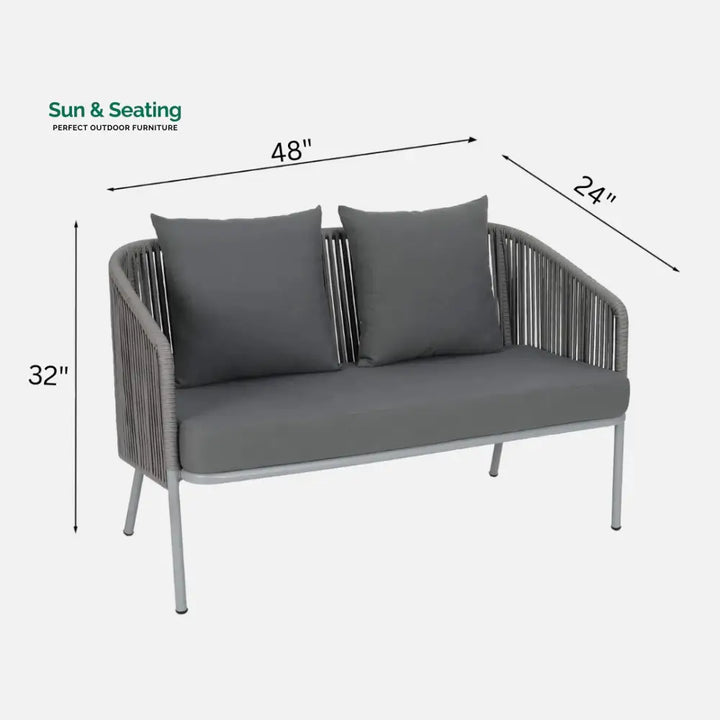 Elsie Outdoor Sofa Set 2 Seater 2 Single seater and 1 Center Table (Grey) Braided &amp; Rope Sofa Sets