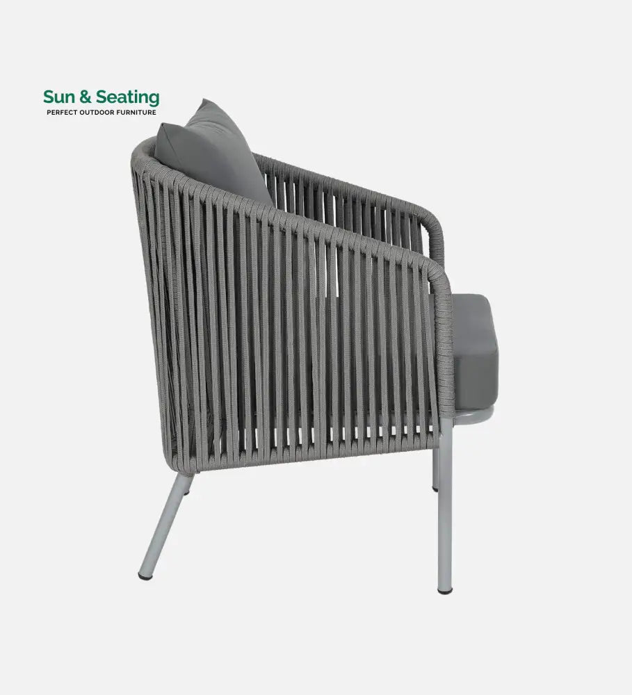 Elsie Outdoor Sofa Set 2 Seater 2 Single seater and 1 Center Table (Grey) Braided & Rope Sofa Sets