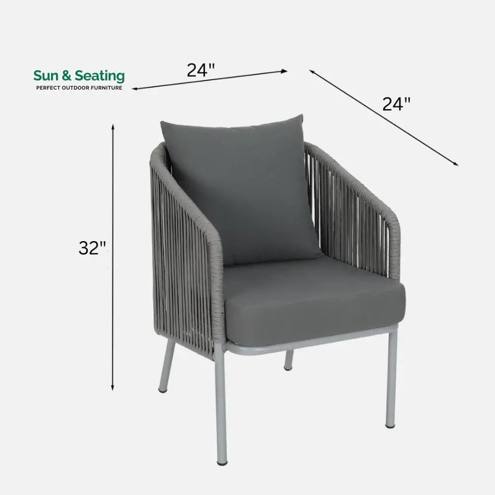 Elsie Outdoor Sofa Set 2 Seater 2 Single seater and 1 Center Table (Grey) Braided & Rope Sofa Sets