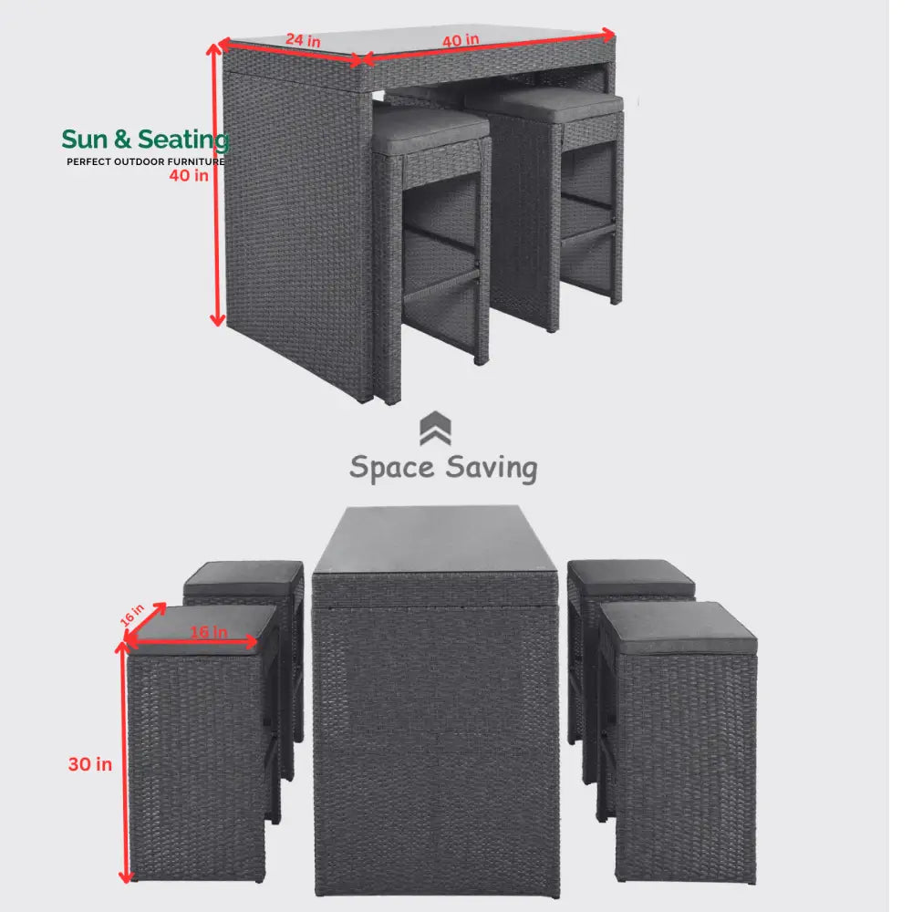 Elvan Outdoor Bar Sets 4 Stool and 1 Table Patio Bar Set (Cream) Bar Sets