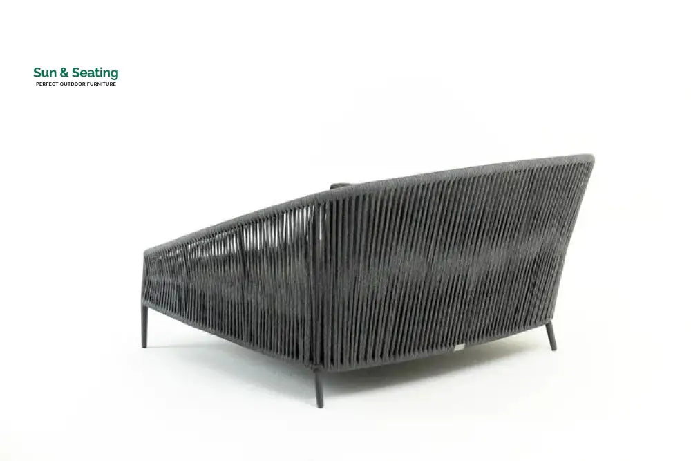 Elvey Outdoor Poolside Sunbed With Cushion Daybed (Grey) Braided &amp; Rope Sunbed